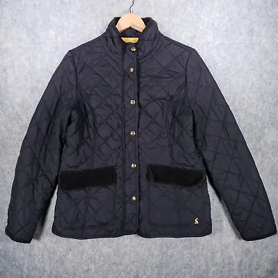 Buy Joules Jacket Womens 14 Black Padded Quilted Corduroy Pads Floral Lined Casual • 23.96£