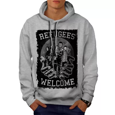 Buy Wellcoda Refugees Welcome Mens Hoodie, Accept Casual Hooded Sweatshirt • 25.99£