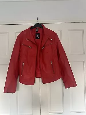 Buy Aviatrix Red Leather Jacket - Size 10 • 55£