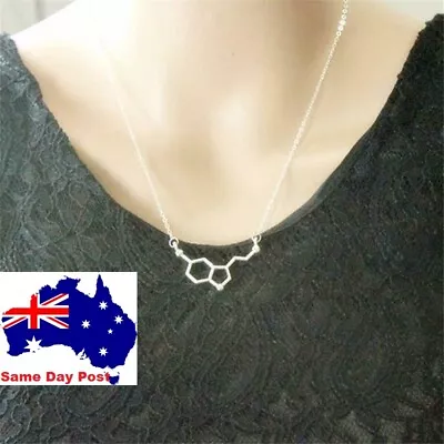 Buy Women's Mens Serotonin Love Molecule Necklace Jewellery Chemistry Pendant Chain  • 5.61£