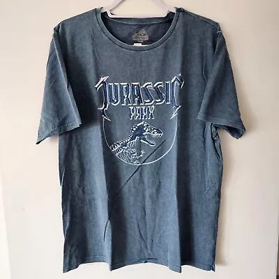 Buy Men's Official Jurassic Park Logo Metal Navy Graphic Print T-Shirt Size Large • 10£
