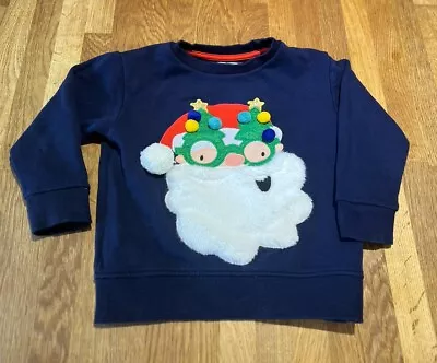 Buy Next  Boys Navy Christmas Fluffy Santa Sweater Jumper 3-4 Years Used • 6.99£
