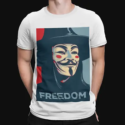 Buy Vendetta Mens T Shirt Anonymous Illuminati - Retro - Cool -hope Poster - Freedom • 8.39£