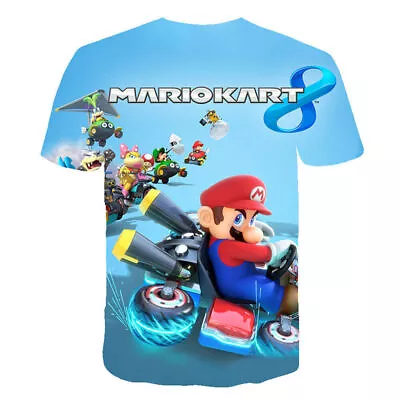 Buy Kids Boys Mario Kart Print Short Sleeve T-Shirt Cartoon Casual Tee Blouse Top ~☆ • 7.98£