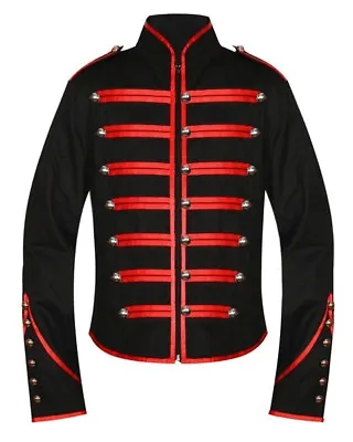 Buy Unisex Gothic Steampunk Red Parade Military Marching Band Jacket Goth Punk Emo • 38.49£