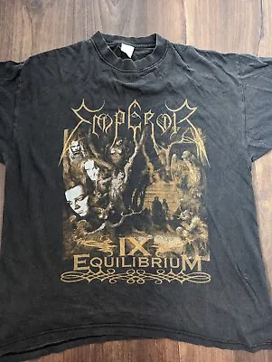 Buy Vintage 90s Emperor T Shirt Size XL Black Death Metal Band Tour IX Equilibrium • 99.99£