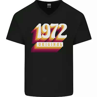 Buy Retro 52nd Birthday Original 1972 Mens V-Neck Cotton T-Shirt • 9.99£