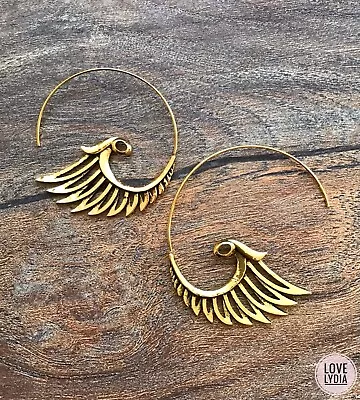 Buy NEW Tribal Loop Ancient Style Viking Dramatic Gothic Goth Gold Colour Earrings • 12.99£