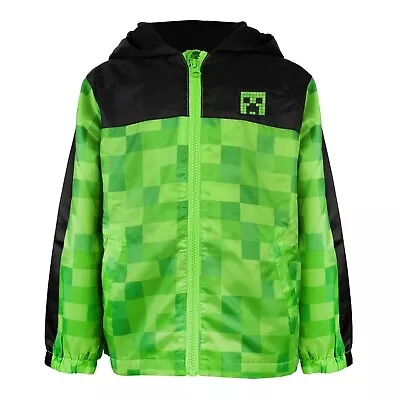 Buy Minecraft Boys Creeper Hooded Waterproof Jacket NS6232 • 31.15£
