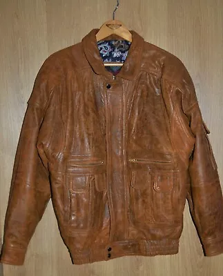 Buy Real Leather Jacket Size Small Mens Brown • 34.99£