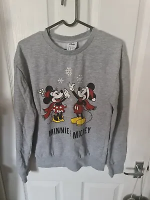 Buy Minnie And Mickey Mouse Disney Grey Christmas Sweater Sweatshirt Jumper Size 8 • 19.99£
