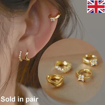 Buy Tiny Helix Cartilage Tragus CZ Ear Piercing Huggie Hoop Earring Punk Jewellery • 3.99£