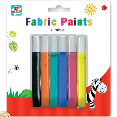 Buy 6 Pack Fabric Paints Pens Permanent T-shirt Clothes Designs Assorted Colours • 3.95£