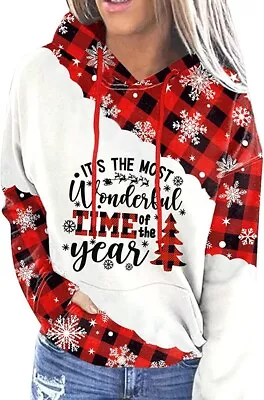 Buy Women's Christmas Hoodie Long Sleeve Sweatshirt With Pocket Size L- Wonderfull • 18£