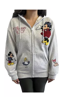 Buy Disney 100 Small Minnie Alice Bambi Mickey Ladies Character Full Zip Hoodie • 20.02£