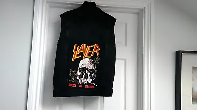 Buy Slayer Denim Waist Coat Sew On Patch T Shirt Black Medium Concert • 15£