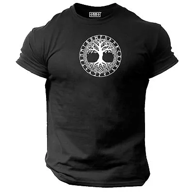 Buy Yggdrasil T Shirt Gym Clothing Bodybuilding Workout MMA Vikings Tree Of Life Top • 10.99£