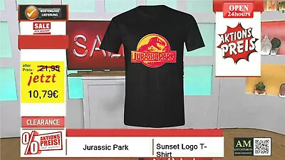 Buy T-Shirt Black - Jurassic Park - Sunset Logo - Size M - Gildan New/Original • 18.44£