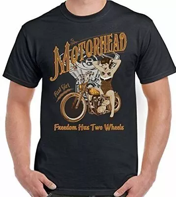 Buy Cafe Racer T-Shirt Motorhead Freedom Has Two Wheels Mens Motorcycle Biker • 10.94£