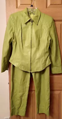 Buy Vintage Julian K Green Leather Outfit Jacket Leather Pants Set Club Wear Israel • 87.57£