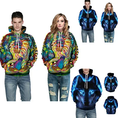 Buy 3D Print Mens Women Wolf Print Hoodie Sweatshirt Pullover Coat Jumper Hoody Tops • 22.79£