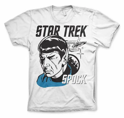 Buy Official Star Trek Spock Enterprise Ncc-1701 Starfleet Print White T-shirt • 16.99£