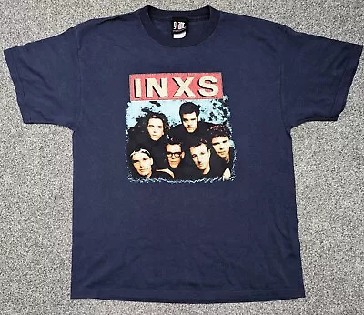 Buy Vintage 90s INXS T-shirt Blue Giant Tag Band Portrait Large • 60£