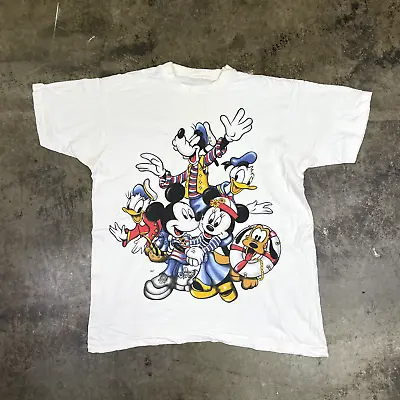 Buy Mickey Mouse Graphic T-Shirt Mens 90s Disney Single Stitch USA Tee, White XL • 20£