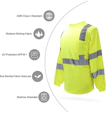 Buy Hi Viz Crew T-Shirt High Visibility Polo Work 7-8 XL Reflective Tape Safety Top • 11.50£