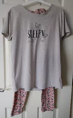 Buy Time To Dream, SLEEPY, Pyjamas Set,  Puppy With Drawing, Pink &grey  Size: M • 12.30£