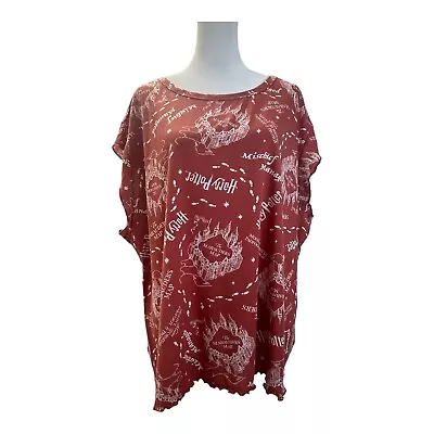 Buy Harry Potter Shirt Womens 3X Red Marauders Map Wizarding World Cap Sleeve • 9.46£