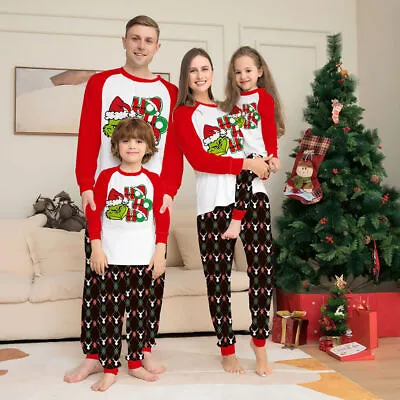 Buy Christmas Family Matching Pyjamas Grinch Adult Kids Nightwear Pajamas Pjs Set UK • 10.44£