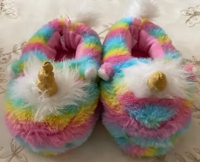 Buy Wonder Nation Toddler Girls Plush Unicorn Rainbow Tie Dye Slippers  Girls Sz 7/8 • 3.11£