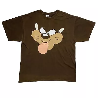 Buy Men`s Vintage Looney Tunes Tasmanian Devil T-Shirt Brown Cotton Size XL~ • 28.80£