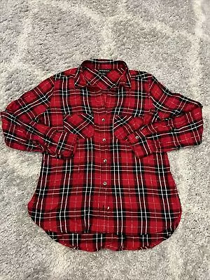 Buy Womens ROCK & REPUBLIC Size Small Red & Black FLANNEL SHIRT Silver Sparkles • 9.63£