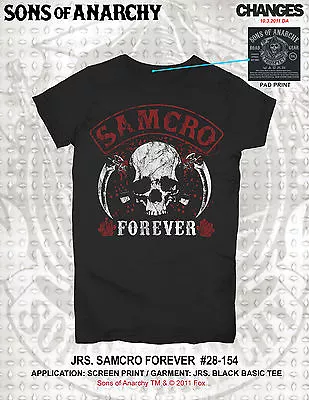 Buy Soa Sons Of Anarchy Samcro Forever Sickle Skull Reaper Goth Junior T Shirt S-2xl • 17.91£