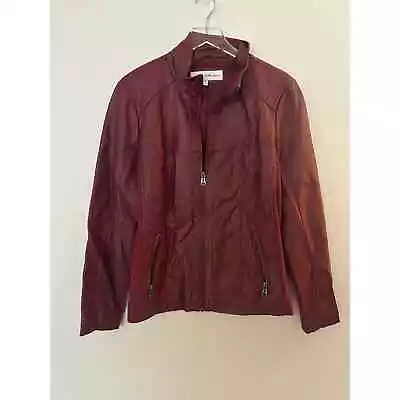 Buy SEBBY Collection Rich Burgundy Vegan Faux Leather Moto Jacket Size XL • 19.29£