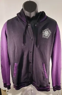 Buy Supernatural Winchester Bros Varsity Jacket Womens Snap Button Large Purple • 18.53£
