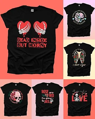 Buy Dead Horny Skull Tshirt Men's Woman Valentine Goth Flowers Funny Love Horror UK • 12.99£