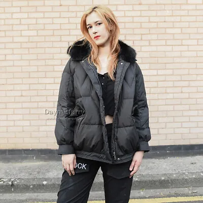 Buy Black Down Jacket With Fur Collar • 154.84£