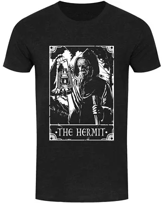 Buy The Hermit Tarot Card, Heather Black T-Shirt, Gothic Bearded Loner, Deadly Tarot • 19.95£