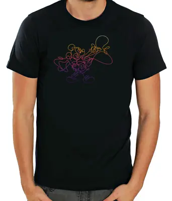 Buy Mickey Mouse Neon Effects Drawing-2 W/B Short Sleeve Men T Shirt L803 • 9.98£