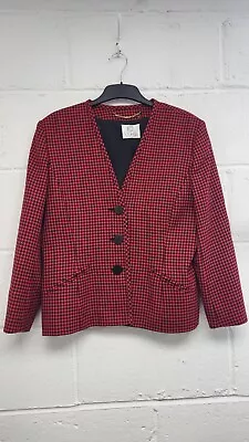 Buy Viyella Red And Black Houndstooth Pure New Wool Jacket Size 12. PWM • 24£