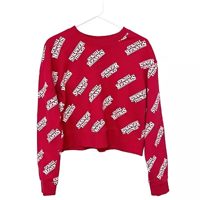 Buy Stranger Things Official Merch L Large Cropped Sweatshirt Womens Long Sleeve Red • 14.94£