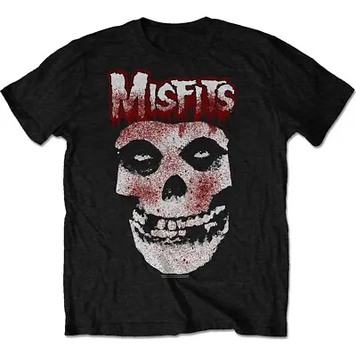Buy Misfits Official Blood Drip Skull Mens Black T-Shirt Short Sleeved Rock Punk • 13.95£