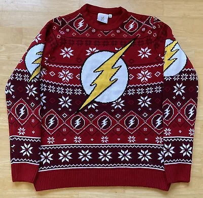 Buy XL 44  Inch Chest The Flash Christmas Sweater Jumper Xmas By Merchoid DC • 29.99£