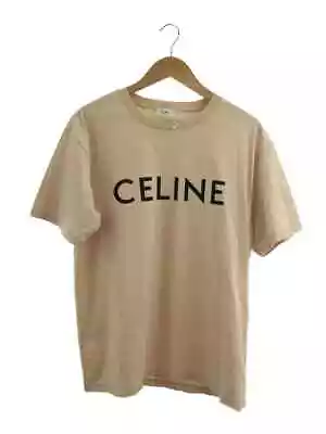Buy CELINE T-shirt S Cotton BEG CELINE By Hedi Slimane Loose Fit Logo T-Shirt • 416.04£