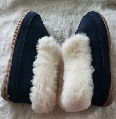 Buy Vermont Country Store Womens Slippers Shoes 10 Blue Suede Australian Sherpa  • 42.74£