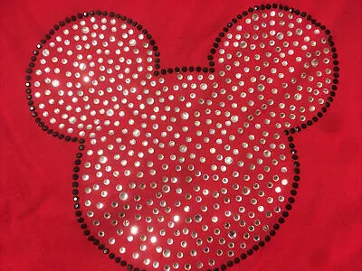 Buy Disney Mickey Mouse Head Womens Diamond Bedazzled Studded T-Shirt - Size XXL • 9.45£