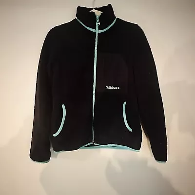 Buy Vintage Adidas Fleece Mens Black 90s Streetwear Outdoor Jacket Size S • 10£